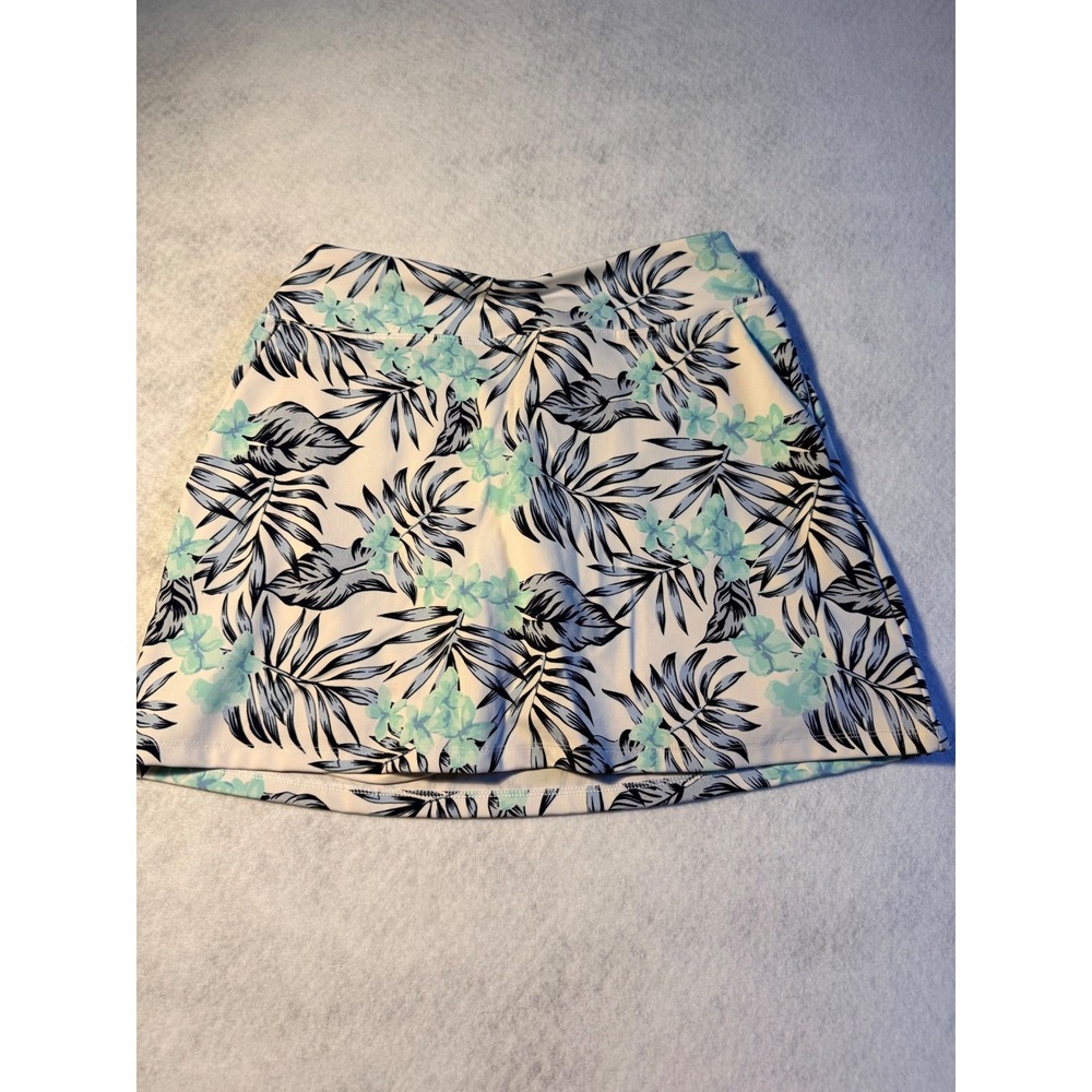 Tommy Bahama Golf Skort Womens Large Tropical Palm Floral Blue Teal Athletic Ski - Picture 1 of 6
